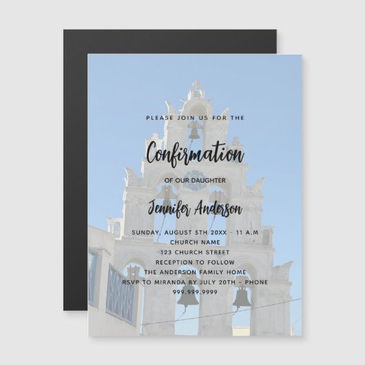 確認カスタム写真教会の贅沢 マグネット招待状 (正面/裏面)