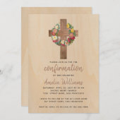 確認ガール素朴バラリースウッドクロス 招待状 (正面/裏面)