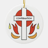 確認クロスと炎 セラミックオーナメント (正面)