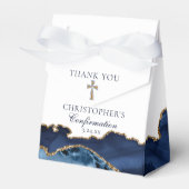 確認クロスエレガントネイビーブルー金ゴールドパーティー フェイバーボックス (正面サイド)