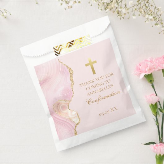 確認クロスエレガントピンク金ゴールド瑪瑙パーティー フェイバーバッグ (封をした状態)