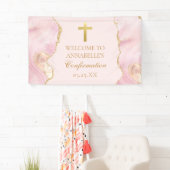 確認クロスエレガントピンク金ゴールド瑪瑙パーティー 横断幕 (インサイチュ)