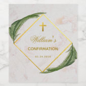 確認グリーンリーフェイク金ゴールドマーブルファーン葉ズ ワインラベル (シングルラベル)