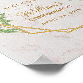 確認グリーンリーボタニカル金ゴールド幾何学模様 ポスター (角)