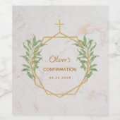 確認グリーンリー金ゴールド植物幾何学 ワインラベル (シングルラベル)