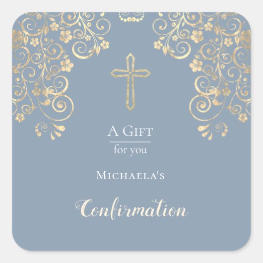 確認ダスティブルー金ゴールド旋回のお願い スクエアシール (正面)