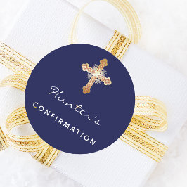 確認ネイビーブルーボーイクロスネーム ラウンドシール