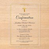 確認ネイビーブルー金ゴールドミニマリストボーイ アクリル招待状 (正面)