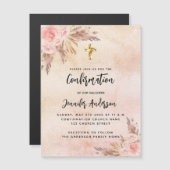 確認パンパスグラスバラ金ゴールド赤面贅沢 マグネット招待状 (正面/裏面)