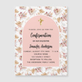 確認パンパスフラワーズバラ金ゴールド贅沢 マグネット招待状 (正面)