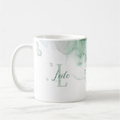 確認パーソナライズされたグリーンウォーター色 コーヒーマグカップ (左)