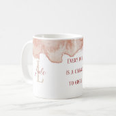 確認パーソナライズされたピンクウォーター色コーヒー コーヒーマグカップ (正面左)