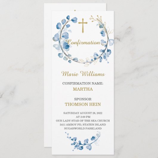 確認パーソナライズされたボーイ祈りの言葉カード メニュー (正面/裏面)