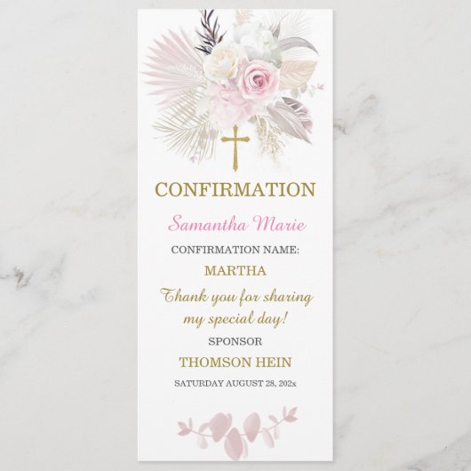 確認パーソナライズされた女の子祈りの言葉カード メニュー (正面)