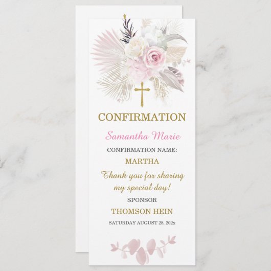 確認パーソナライズされた女の子祈りの言葉カード メニュー (正面/裏面)