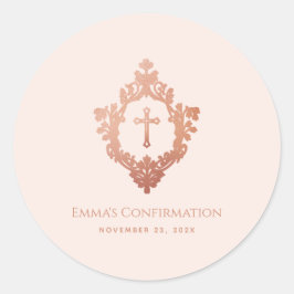 確認ピンクローズ金ゴールドヴィンテージ十字紋 ラウンドシール