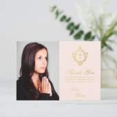 確認ピンク金ゴールドクレストガールフォトヴィンテージ サンキューカード (スタンド正面)