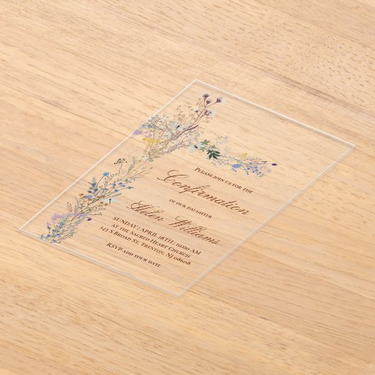 確認フローラクロス アクリル招待状 (レイダウン)