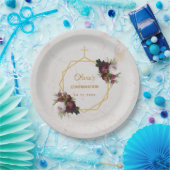 確認フローラブルゴーニュプオーニーズマーブル金ゴールド ペーパープレート (パーティー)