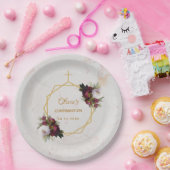 確認フローラブルゴーニュプオーニーズマーブル金ゴールド ペーパープレート (パーティー)