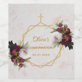 確認ブルゴーニュプオーニー金ゴールド大理石フローラ ワインラベル (シングルラベル)