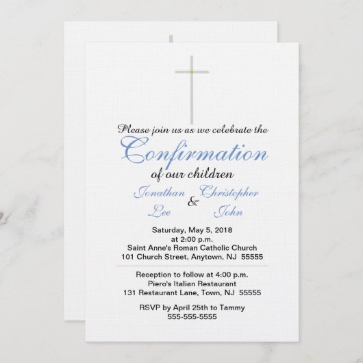 確認ブルーツインズクリスホワイト 招待状 (正面/裏面)