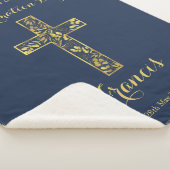 確認ブルー金ゴールドクロスボーイズ シェルパブランケット (3/4)