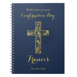 確認ブルー金ゴールドクロスボーイズ ノートブック