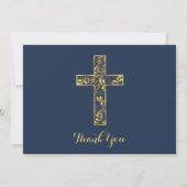 確認ブルー金ゴールドクロスボーイフォトサンキュー サンキューカード (裏面)