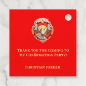 確認ホワイト鳩赤が赤に輝いたありがとう フェイバータグ (裏面)