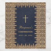 確認ボーイヴィンテージネイビーブルー金ゴールド エレガント ワインラベル (シングルラベル)