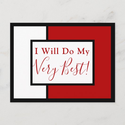 確認モダン引用文カラーブロックレッドブラック ポストカード (正面)