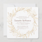 確認モダン金ゴールド葉 招待状 (正面)