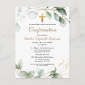 確認ユーカリプスグリーンリー金ゴールドガール ポストカード (正面)