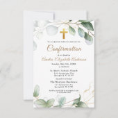 確認ユーカリプスグリーンリー金ゴールドガール 招待状 (正面)