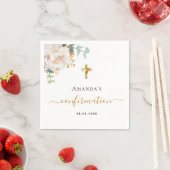 確認ユーカリ白フローラバラ金ゴールド スタンダードカクテルナプキン (インサイチュ)