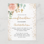 確認ユーカリ赤面ピンクフローラ女 インビテーションポストカード (正面)