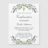 確認ラベンダーバイオレット花模様贅沢 マグネット招待状 (正面)