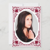 確認ヴィンテージガールフォトブルゴーニュクロス 招待状 (裏面)