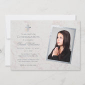 確認写真 偽シルバー 白大理石 スクリプト 招待状 (正面)