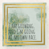 確認前向き水の色(緑/金ゴールド) ガラスコースター (正面)