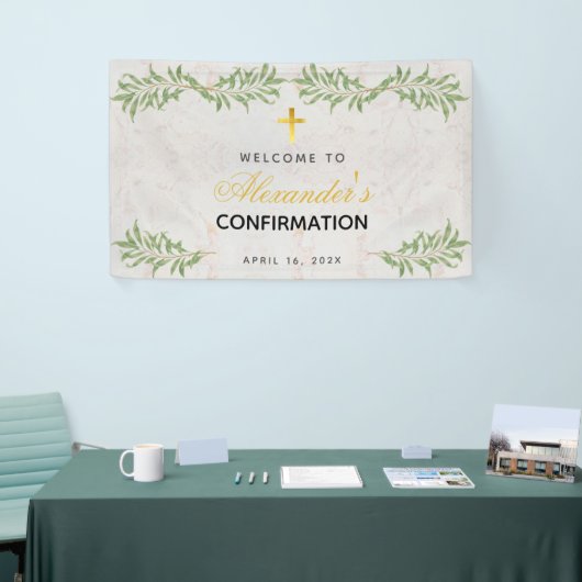 確認大理石の緑の書道へようこそ 横断幕 (トレードショー)