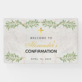 確認大理石の緑の書道へようこそ 横断幕 (横)