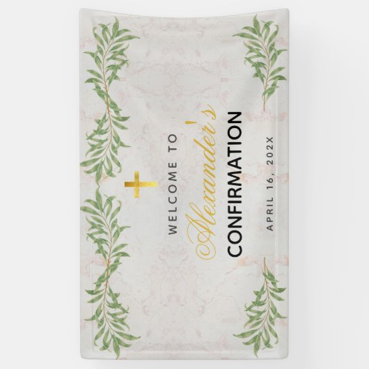 確認大理石の緑の書道へようこそ 横断幕 (縦)