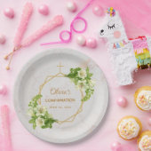 確認大理石ホワイトリリー金ゴールドクロスフローラ ペーパープレート (パーティー)