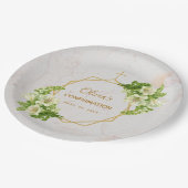 確認大理石ホワイトリリー金ゴールドクロスフローラ ペーパープレート (アングル)