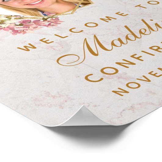 確認少女フォトピンクの蘭ウェルカムサイン ポスター (角)