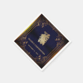 確認少年ヴィンテージブルー金ゴールドクロスブック スタンダードカクテルナプキン (角)