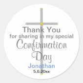 確認息子ありがとうラウンドステッカー ラウンドシール (正面)