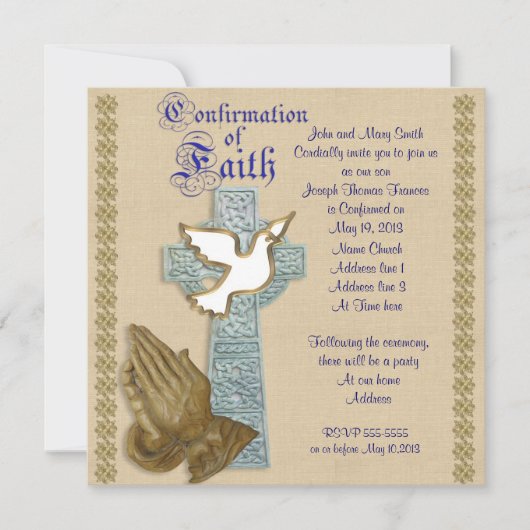 確認招待状ケルト十字 招待状 (正面)